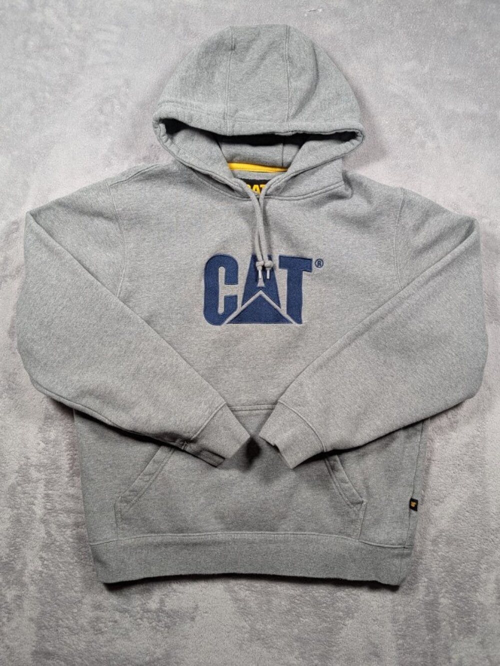 CAT Caterpillar Sweatshirt Hoodie Mens Large Gray Rugged Heavy Work Chore